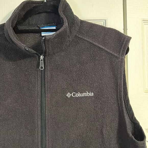 COLUMBIA Men's Size Large Black Fleece Vest Pockets Sleeveless Full Zip - Picture 3 of 6